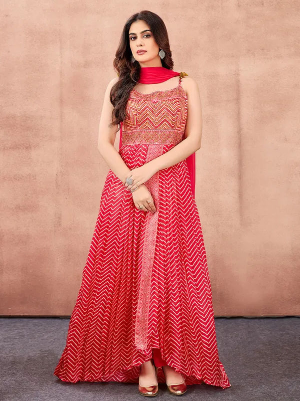 Red georgette printed salwar suit