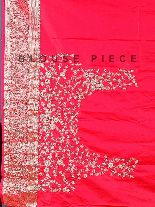 Red kanjivaram silk saree with gota work
