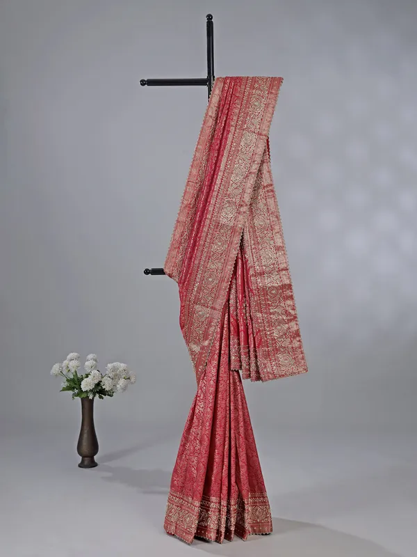 Red kanjivaram silk saree with zardosi work