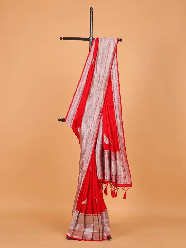 Red modal silk saree for wedding wear