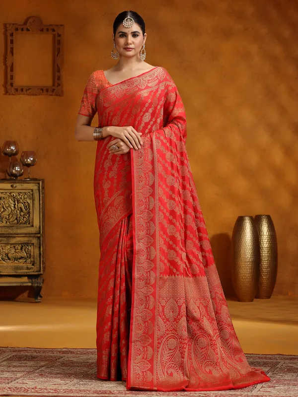 Red silk saree for wedding wear