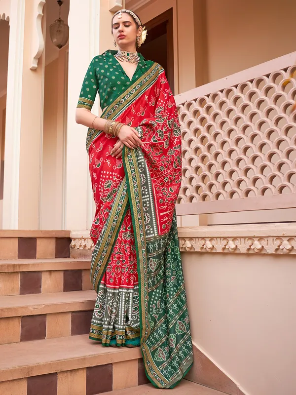 Red silk wedding saree with blouse