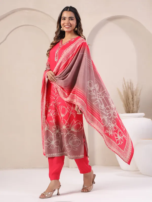 Red vibe straight kurti set for casual days