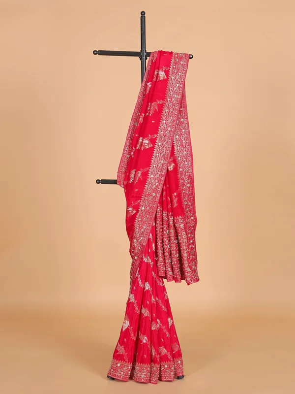 Red wedding wear silk saree for women
