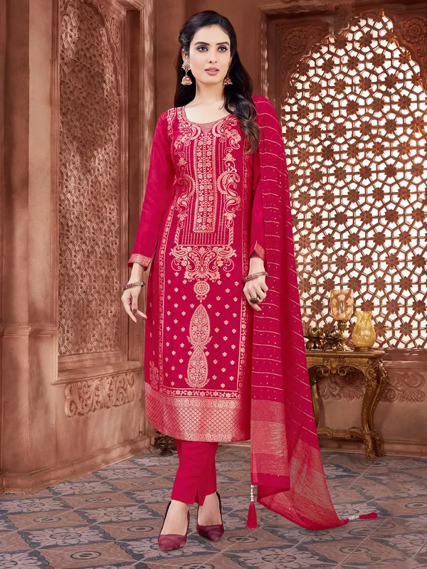 Red zari worked salwar suit