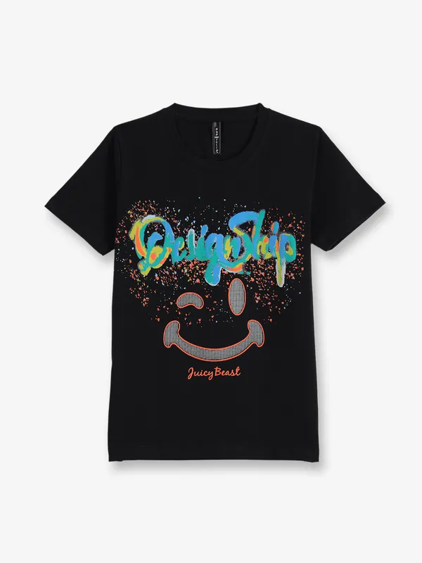 REDSOUND printed cotton black t-shirt
