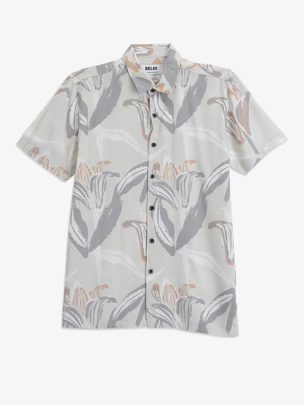 RELAY grey half sleeve cotton shirt