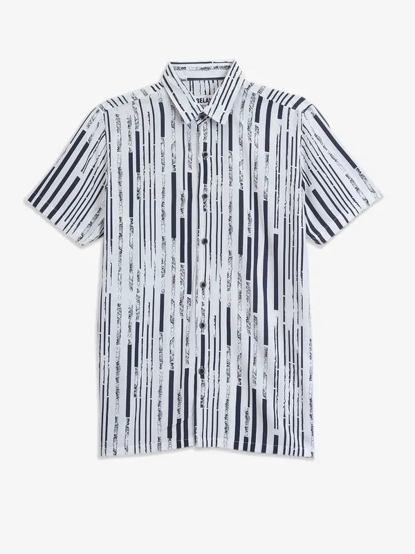 RELAY Navy cotton printed shirt