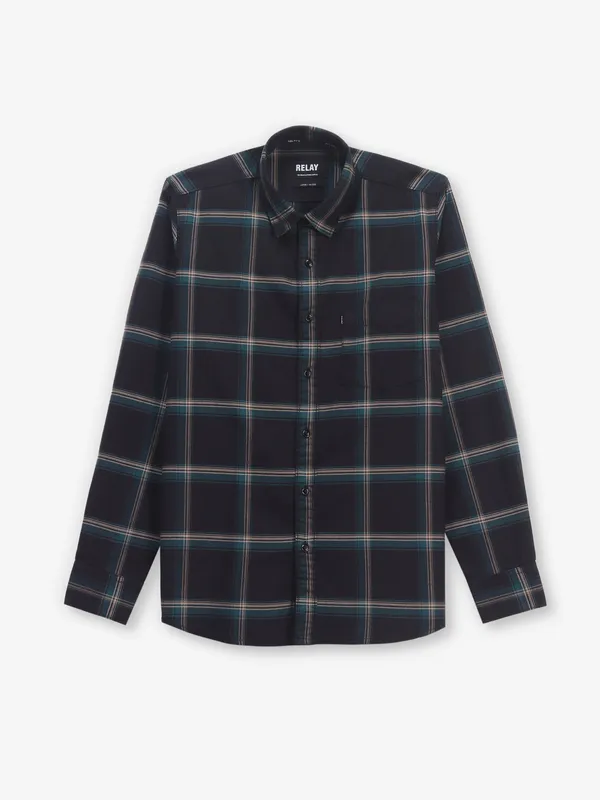 RELAY new black checks full sleeve shirt