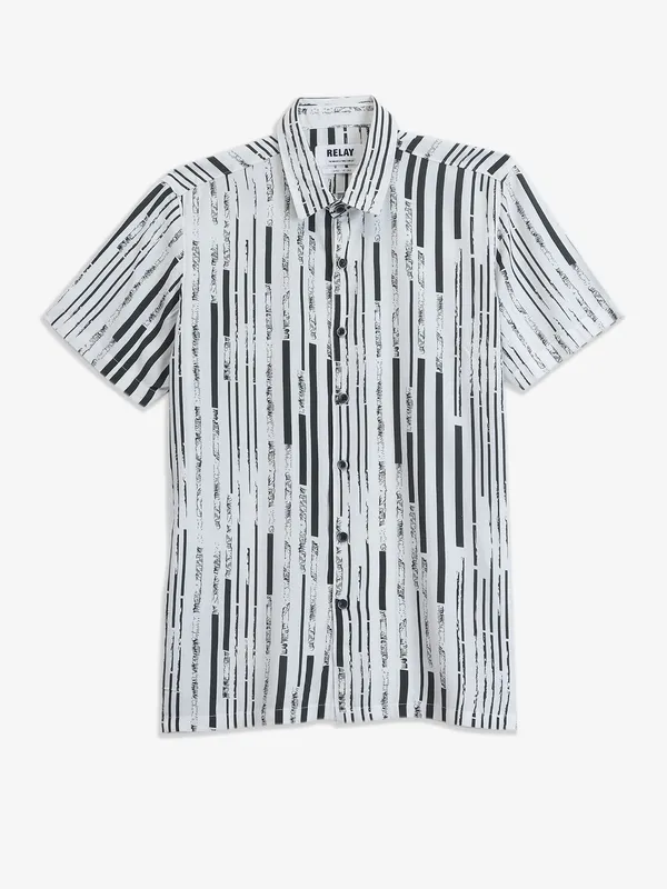 RELAY Olive cotton printed shirt