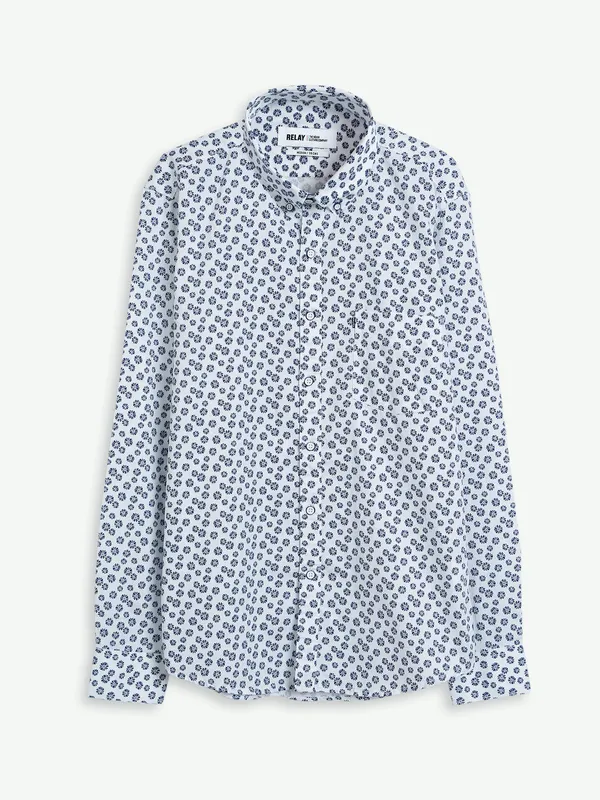 Relay white printed cotton shirt