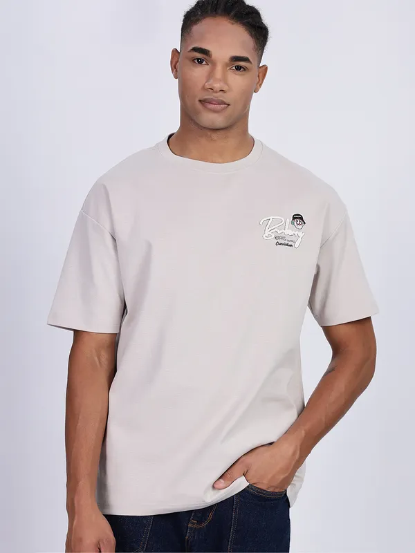 REX STRAUT grey oversized round neck t-shirt