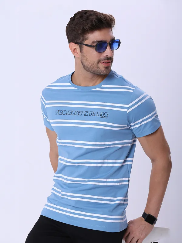 REX STRAUT light blue slim fit t-shirt
