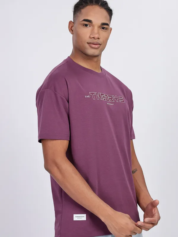 REX STRAUT purple printed oversized t-shirt