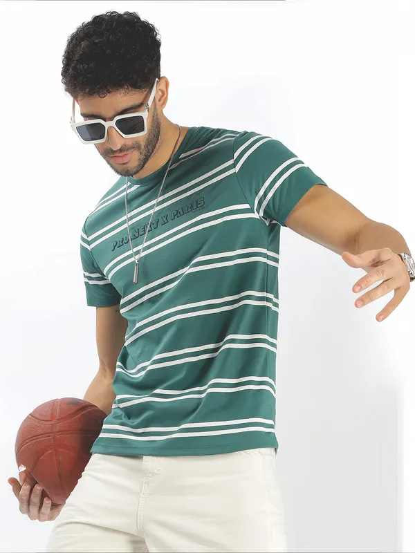 REX STRAUT teal green slim fit t-shirt