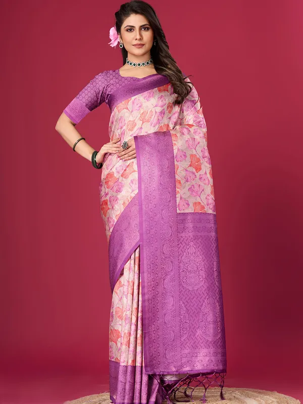 Rich purple silk saree