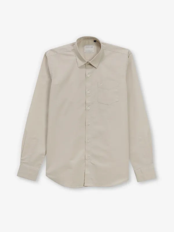 RIVER BLUE beige plain cotton shirt