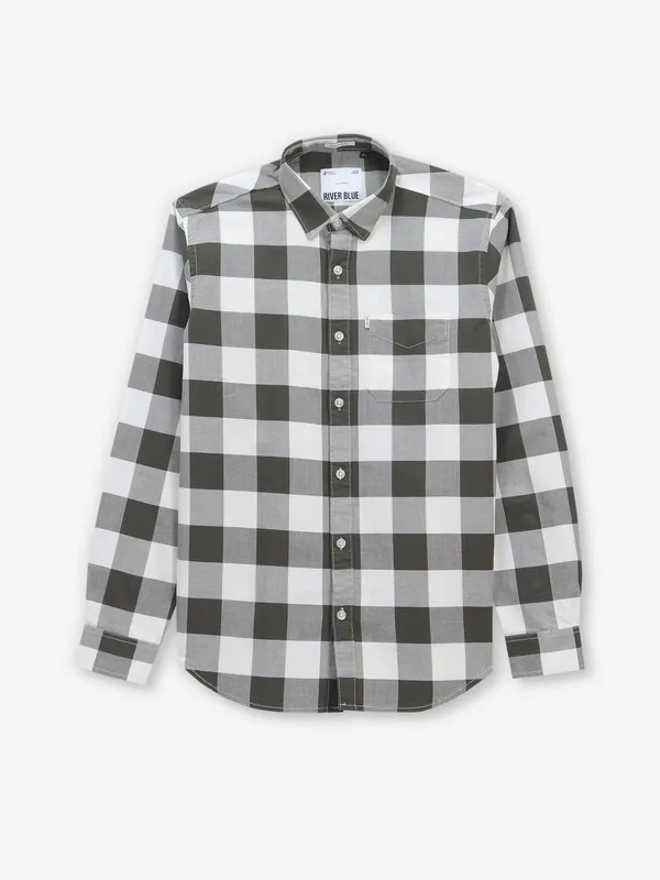 RIVER BLUE black and white checks shirt