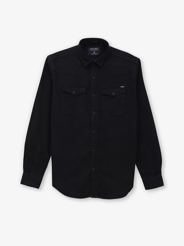 RIVER BLUE black denim full sleeve shirt for men
