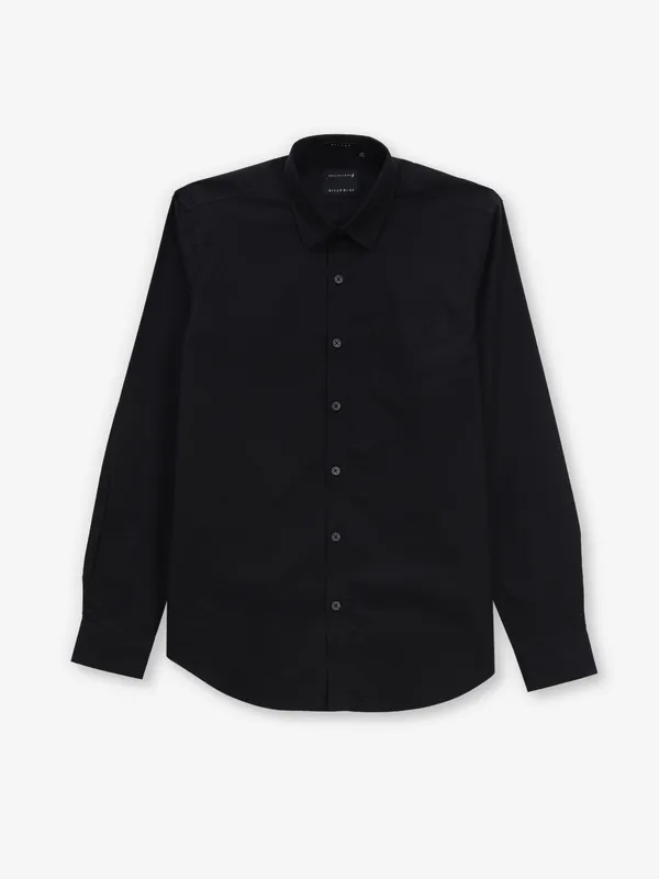 RIVER BLUE black plain cotton shirt for men