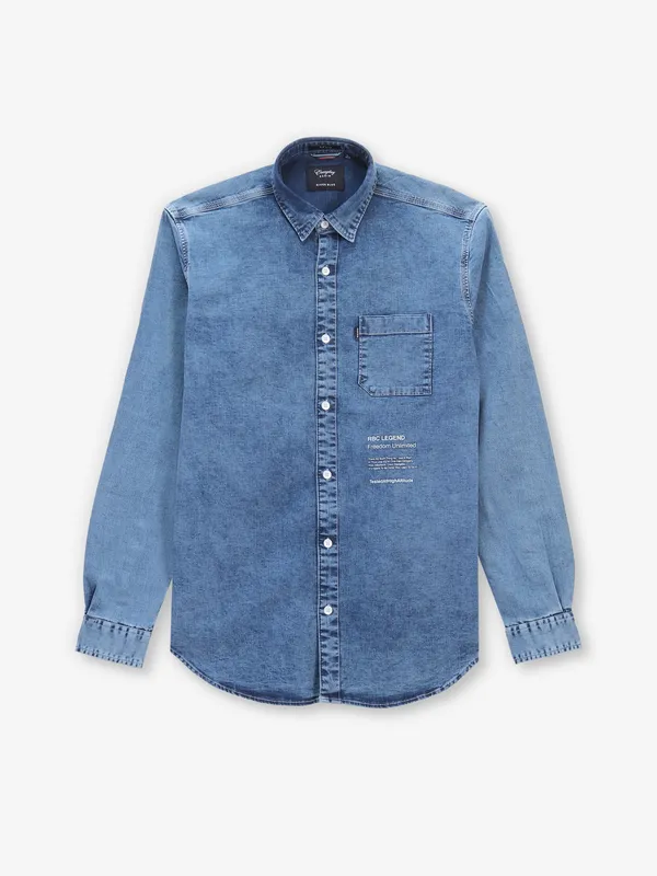 RIVER BLUE blue denim casal shirt