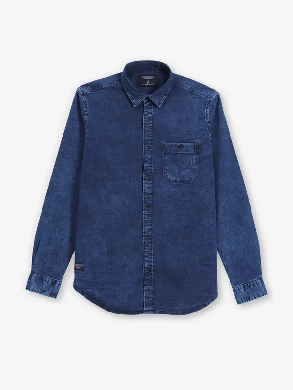 RIVER BLUE blue denim shirt for men