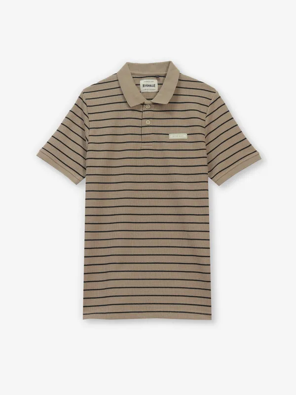 RIVER BLUE brown cotton t-shirt with stripe