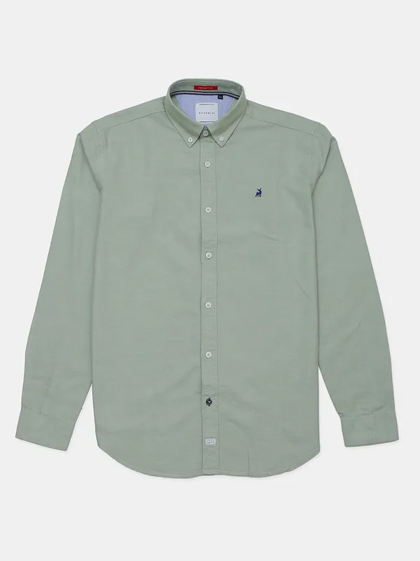River Blue casual wear pista green men shirt