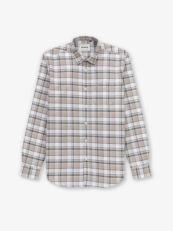 RIVER BLUE checks khaki cotton shirt