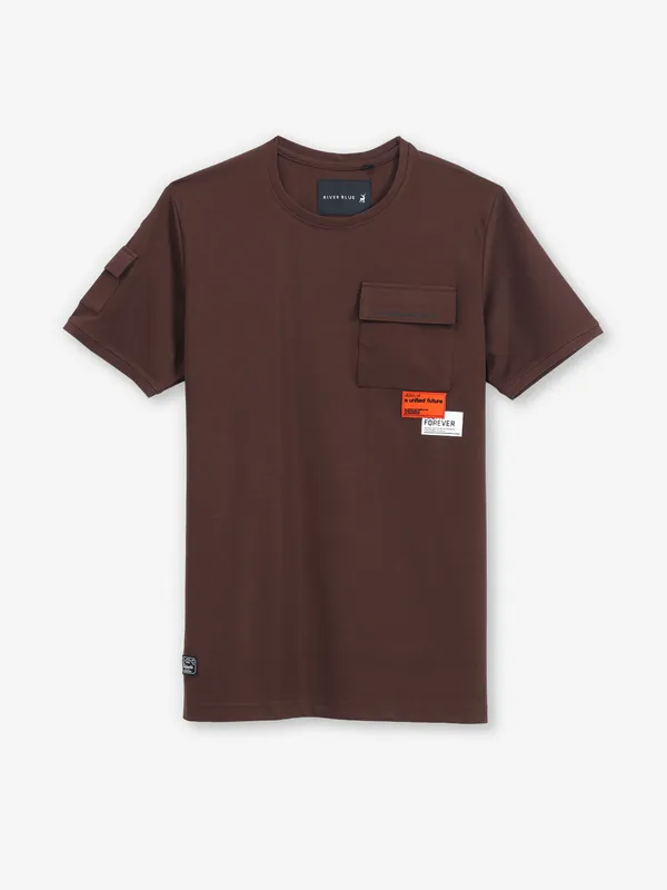 RIVER BLUE coffee cotton t-shirt for casual wear