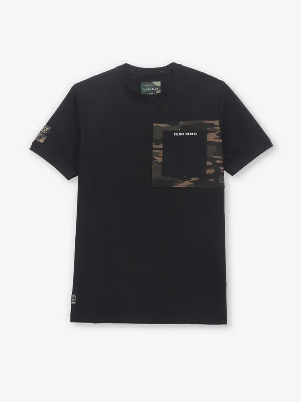 RIVER BLUE cotton black t-shirt for men