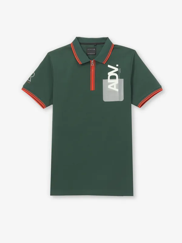 RIVER BLUE cotton green slim fit t-shirt
