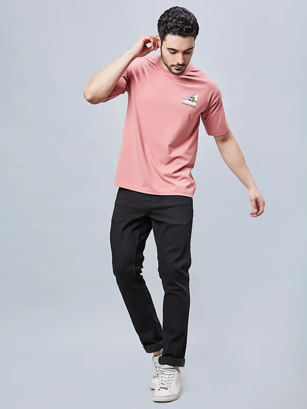 RIVER BLUE cotton light pink t-shir for men