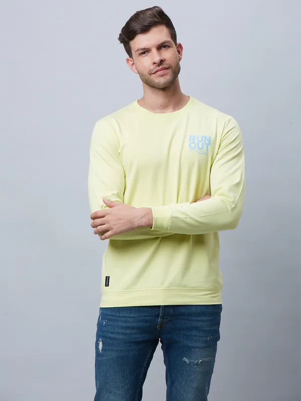 River Blue cotton light yellow casual t shirt