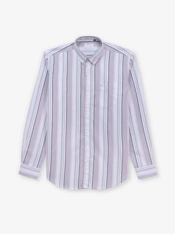 RIVER BLUE cotton lilac shirt with stripe
