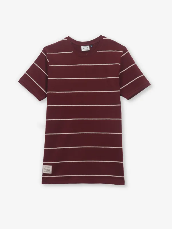 RIVER BLUE cotton maroon slim fit men t-shirt