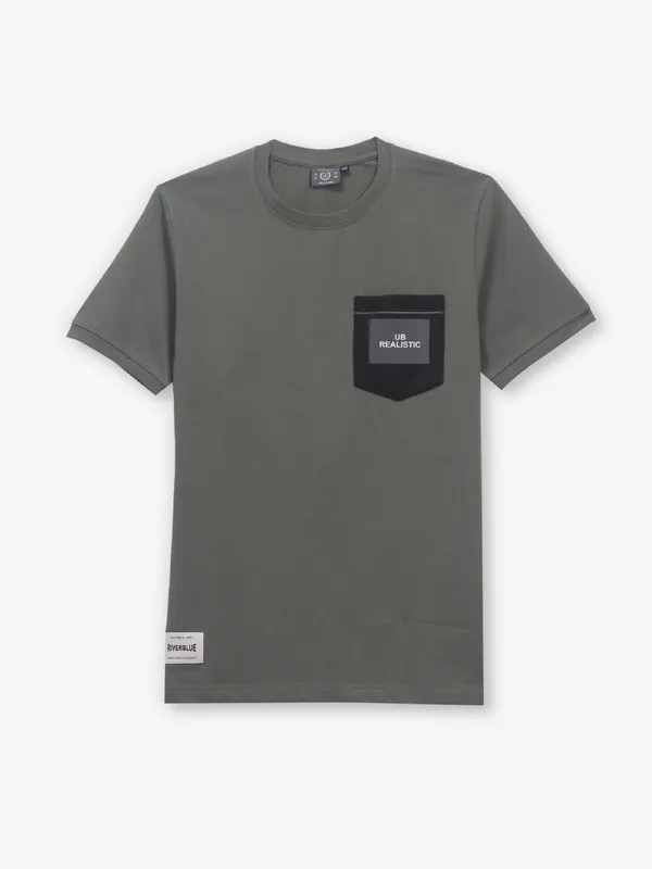 RIVER BLUE cotton olive t-shirt for men