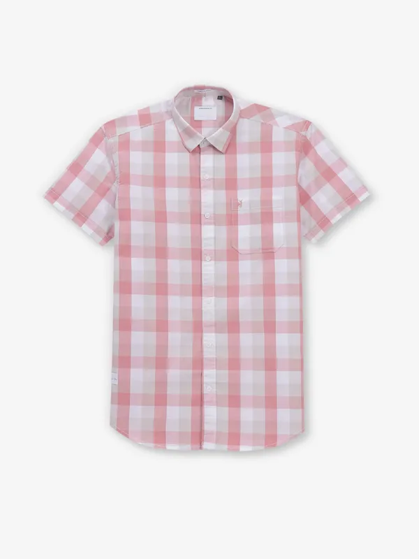 RIVER BLUE cotton peach shirt with checks