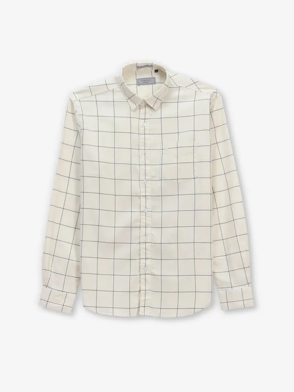 RIVER BLUE cream checks cotton shirt
