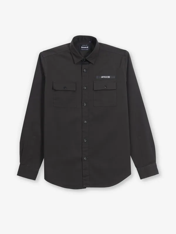 RIVER BLUE dark olive plain cotton shirt