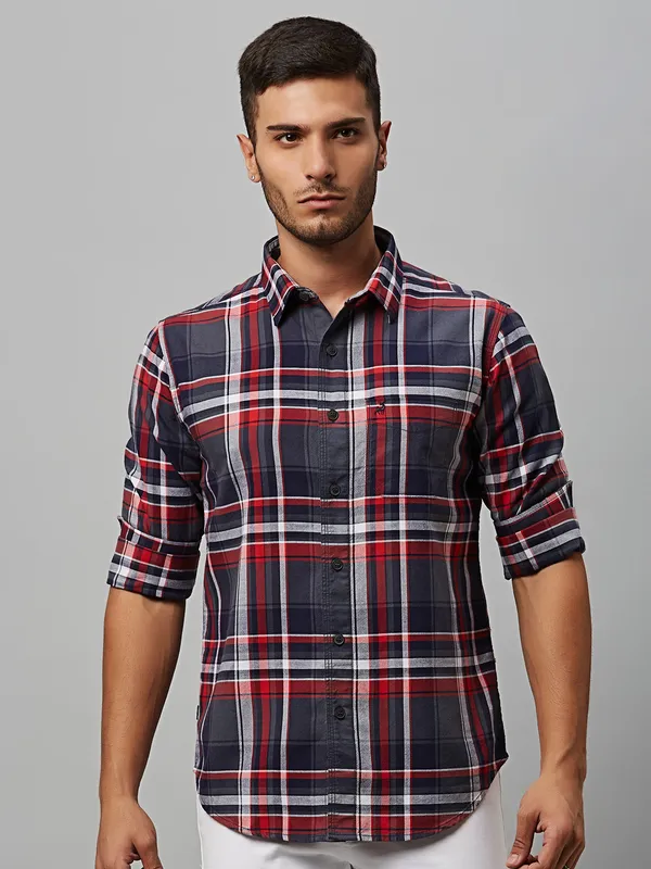 River Blue grey checks cotton shirt