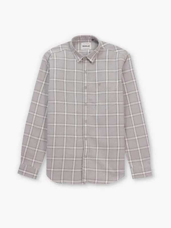 RIVER BLUE grey cotton shirt with checks for men