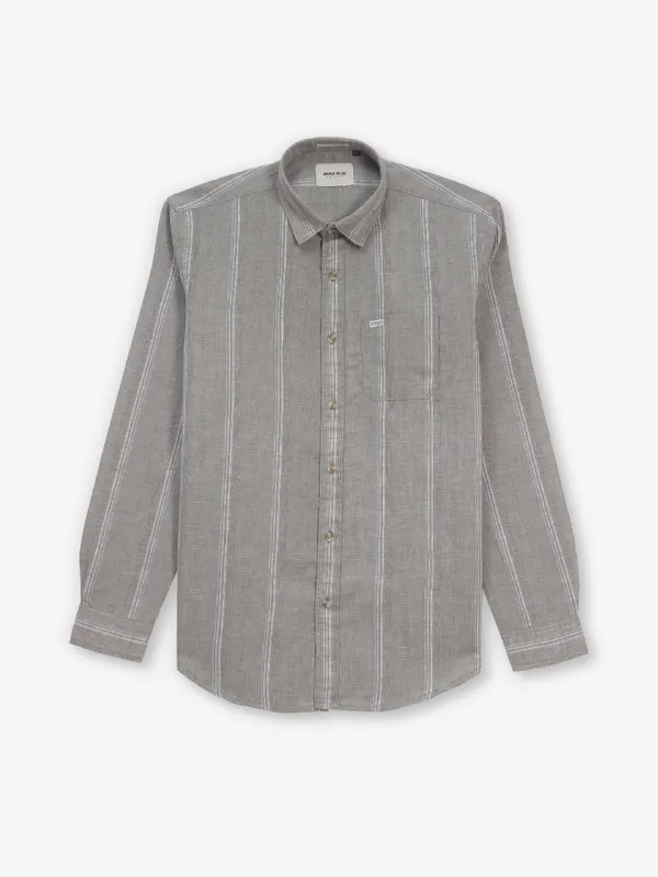 RIVER BLUE grey cotton shirt with stripe