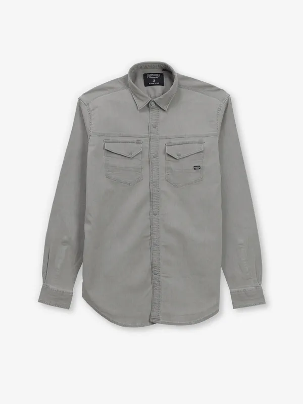 RIVER BLUE grey denim shirt for men