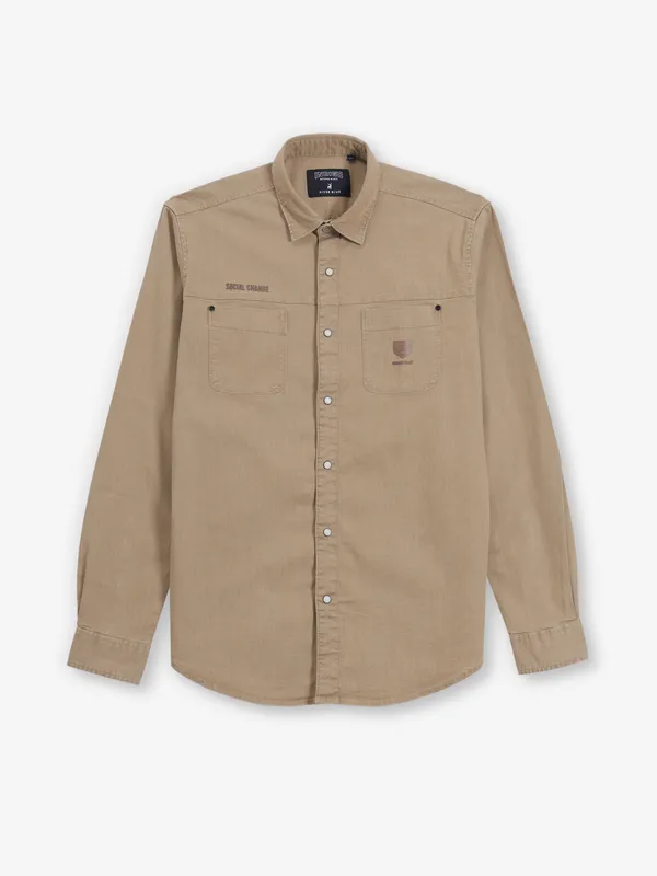RIVER BLUE khaki denim shirt for men