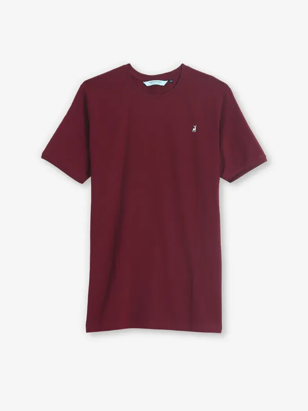 RIVER BLUE maroon casual cotton t-shirt