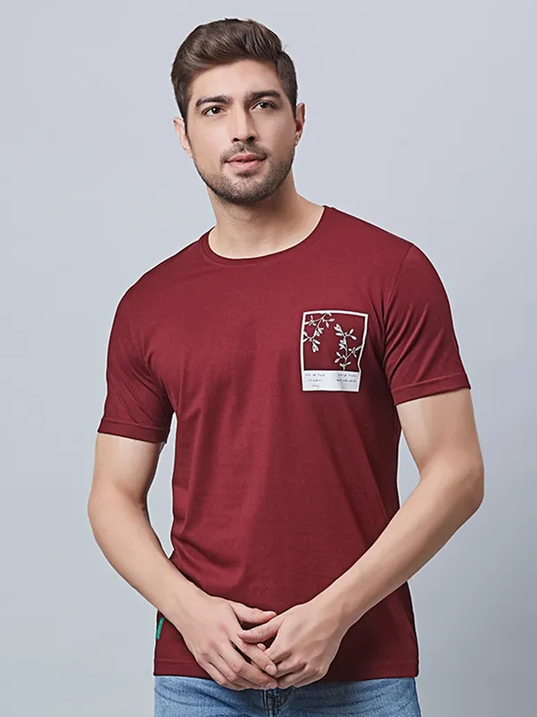 River Blue maroon half sleeves t shirt