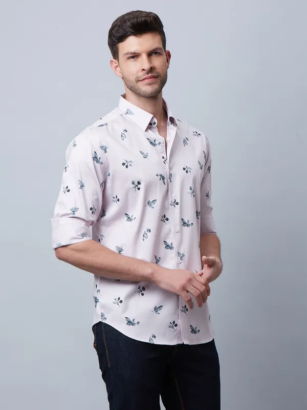 River Blue mauve pink cotton printed shirt