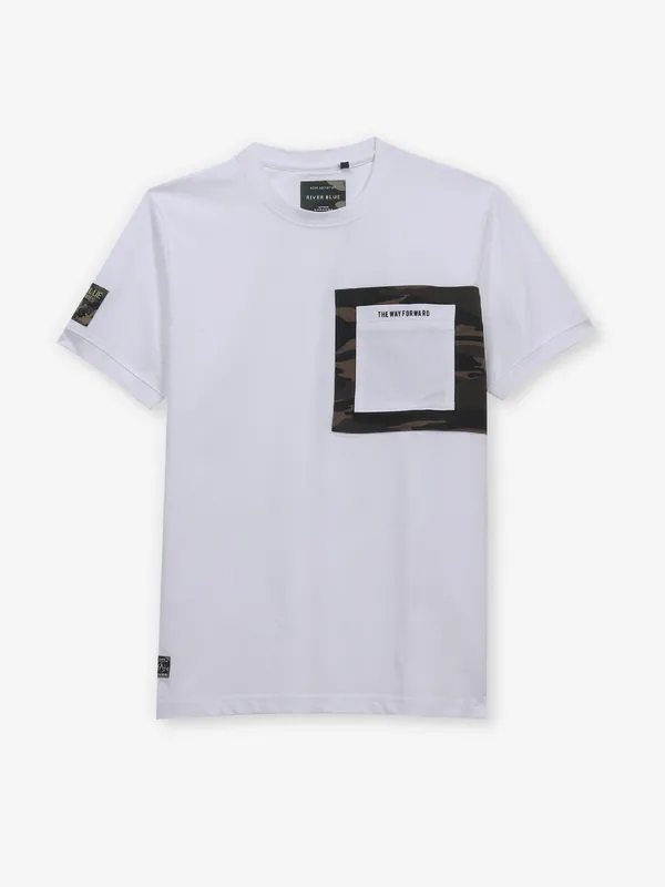 RIVER BLUE men cotton t-shirt in white