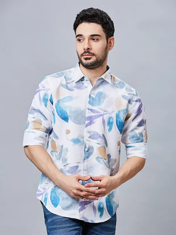 RIVER BLUE multi coloured floral printed shirt